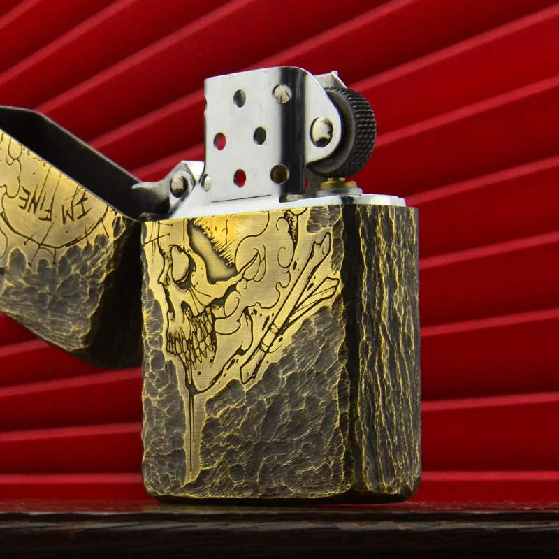 2026 New ZORRO Genuine Brass Skull Kerosine Lighter, Hand-carved Old Style Personalized Creative Luxury High-end Gift for Men