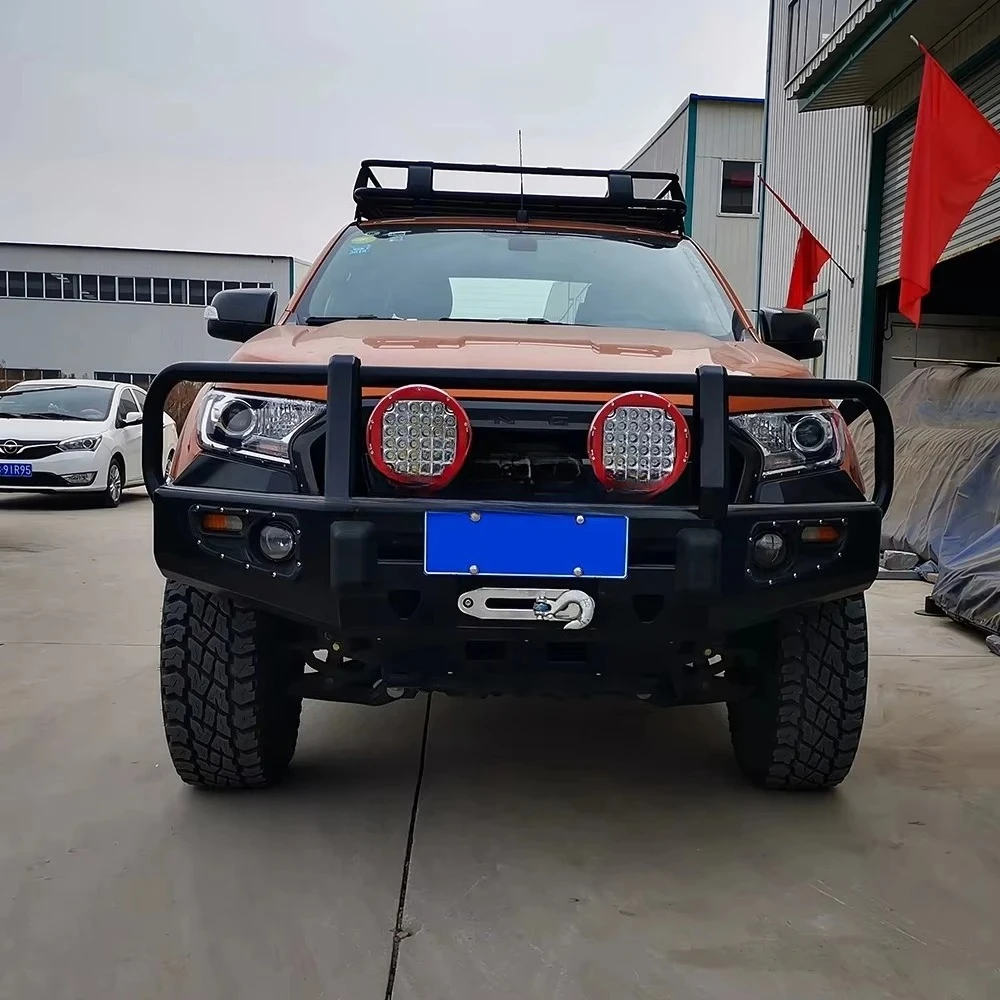 

4x4 Offroad Bumper Steel Heavy Duty Front Winch Bumper Set Bull Bar With Led Lights For Ford Ranger T7