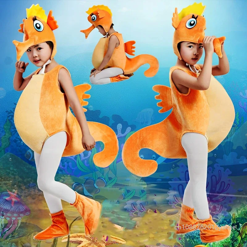 

Adorable Enfant Seahorse Crab Costume Underwater Role Play Halloween Outfit For Niños Niñas Marine Animal Performance Dress Up
