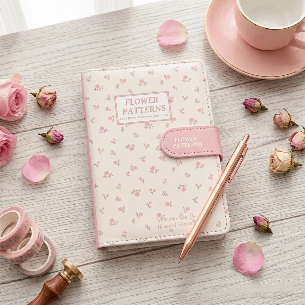 PU Leather Money Saving Binder Loose Leaf a6 Size Cute Flowers Budget Binder Pink Compact Budget Planner Personal Finance