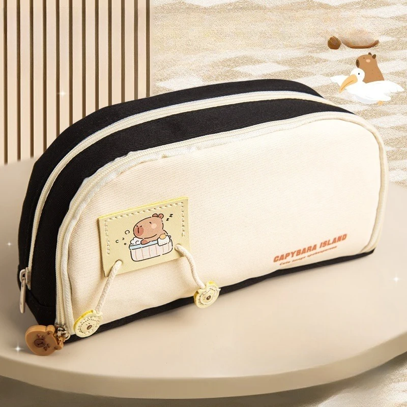 Cartoon Capybara Etui Grote Capaciteit Penzak Leuke Mode Etui Briefpapier Organisator Multifunctionele Opbergtas
