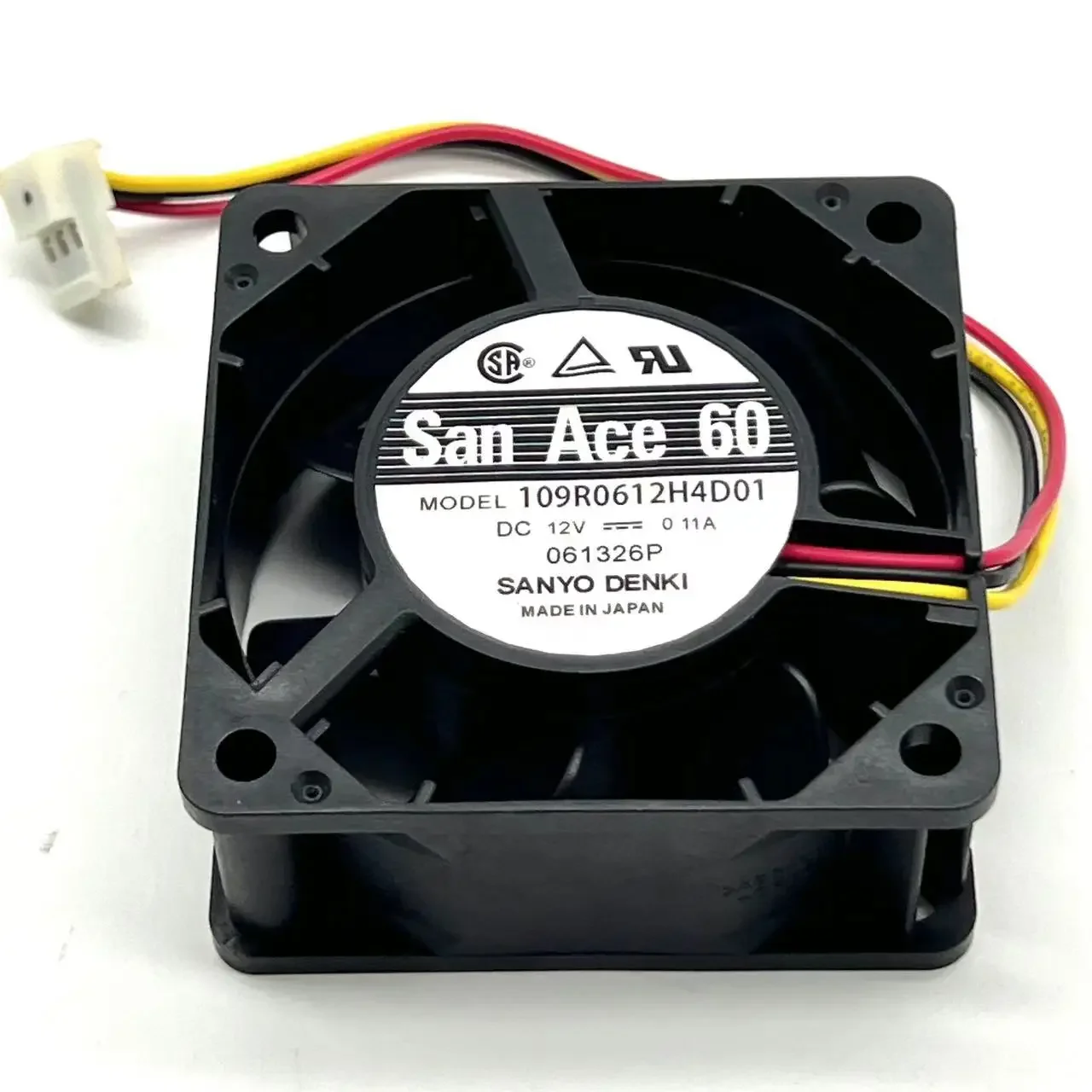 Sanyo Denki 109R0612H4D01 DC 12V 0.11A 60x60x25mm 3-Wire Server Cooling Fan