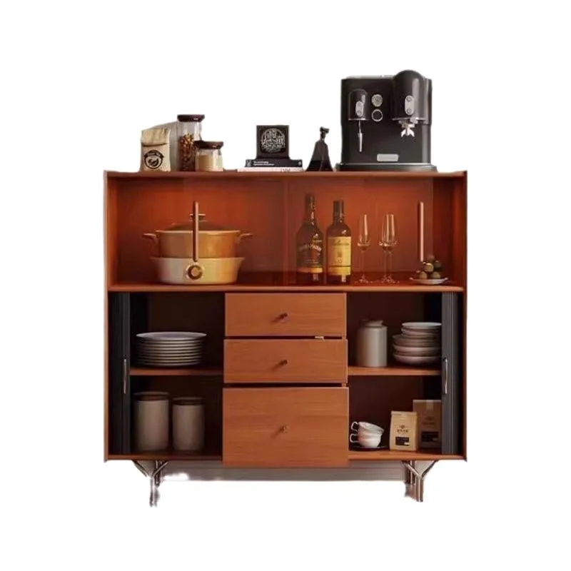New medieval solid wood dining side cabinet boxwood small apartment cabinet kitchen entrance locker