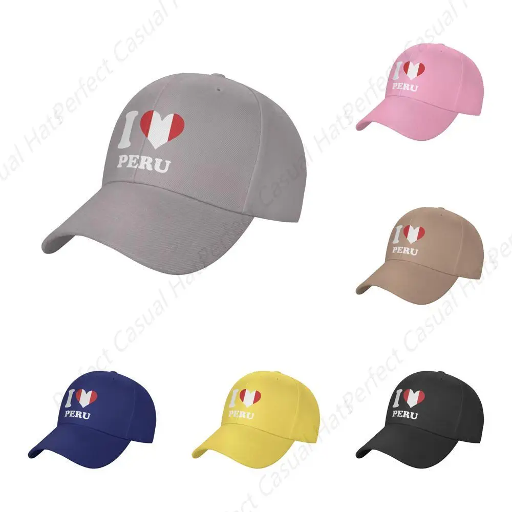 

Classic High Quality I Love Peru Heart Baseball Hats Fashion Adjustable Brim Peaked Cap for Men Women Outdoor Sun Visor