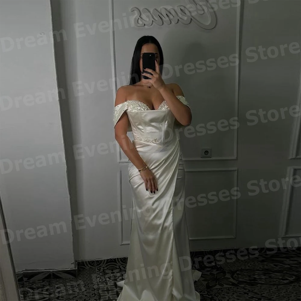Vestidos de Noche elegantes de sirena para mujer, vestidos de graduación personalizados con hombros descubiertos, Vestido de fiesta sin mangas con cuentas Largo Elegante