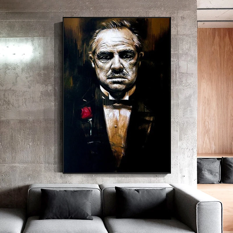 

Classic Vintage Movie Poster Godfather Portrait Canvas Painting Posters and Prints Wall Art Pictures for Living Room Home Decor