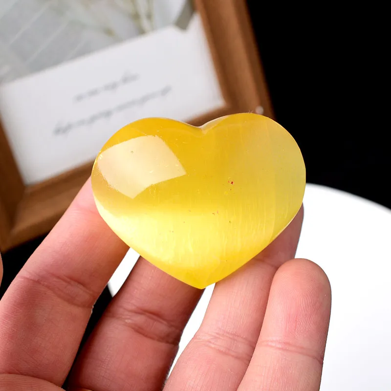 Natural Selenite Polished Heart Shaped Electroplate Aura Selenite Love Crystal Reiki Healing Stone Souvenir Home Decoration