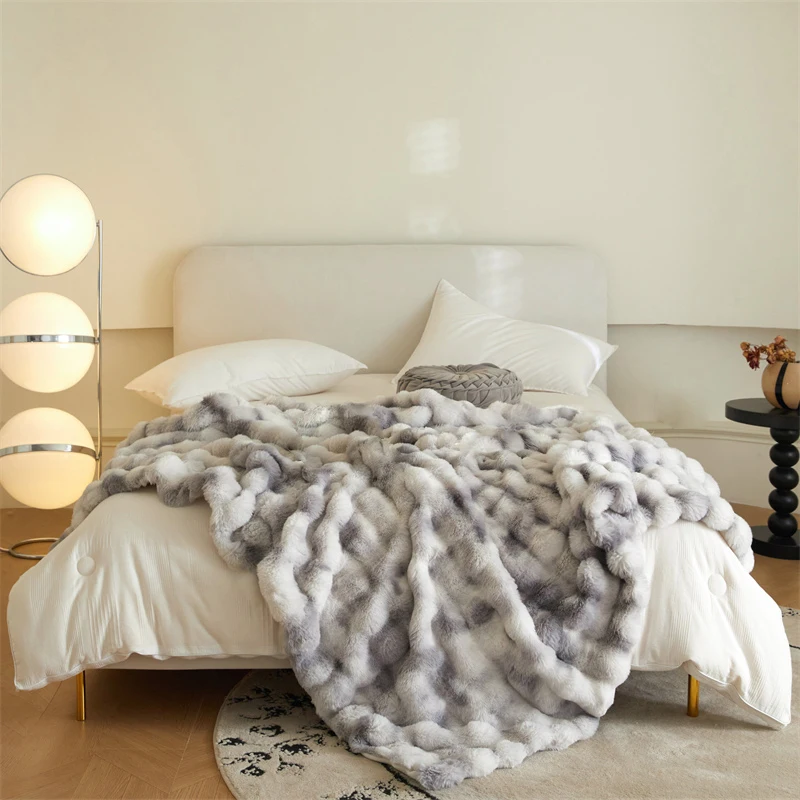 

BeddingOutlet Solid Color Rabbit Wool Blanket High Quality Luxury Warm Soft Sofa Cover Bedding Christmas Halloween Gift Decor