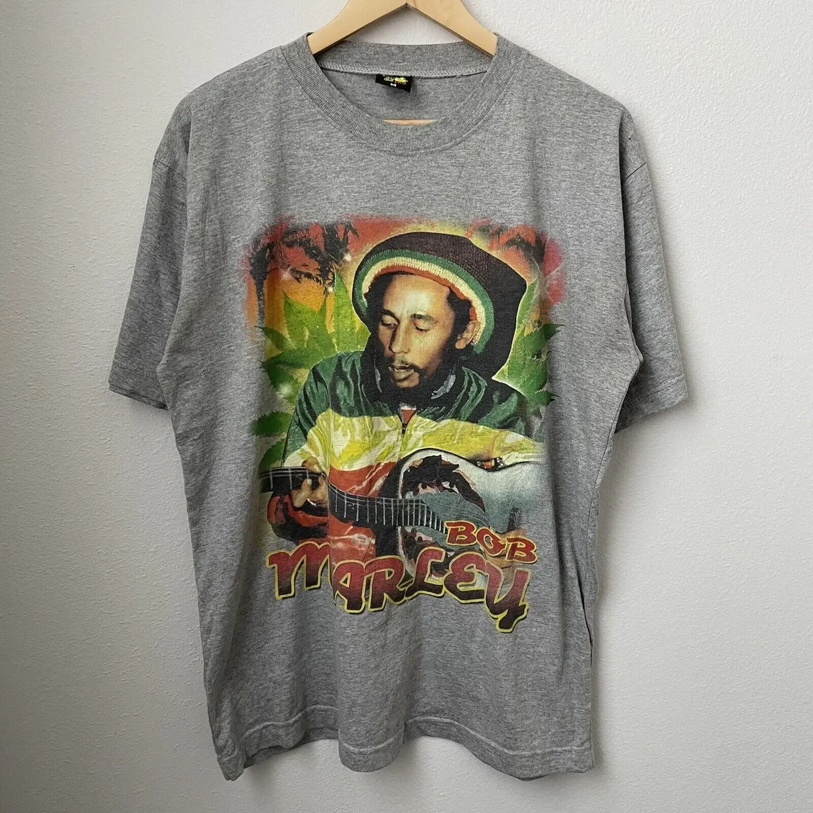 VTG 1990s Two & Two Bob Marley Double Sided Boot BL Rap Rasta Music T-Shirt M/L