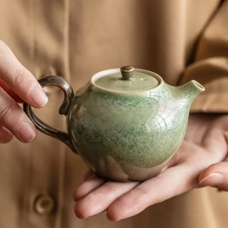 120ML Kiln-changed Ceramic Teapot Green Starry Sky Teapot To Make Tea Household Filter Teapot Not Hot TeaSet Office Decoration