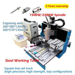 Routeur CNC refroidi à l'eau, commande hors ligne, projets de gravure de bureau, fraiseuse en acier, broche, CNC 6040, 3040 W, 1500 KW