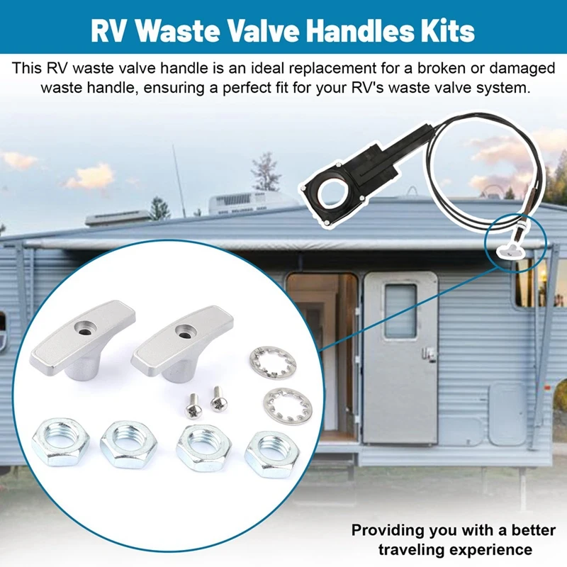 RV Sewer Valve Handle Replacement For Waste Valve Extension Tube, RV Waste Valve Aluminium Handle Kits