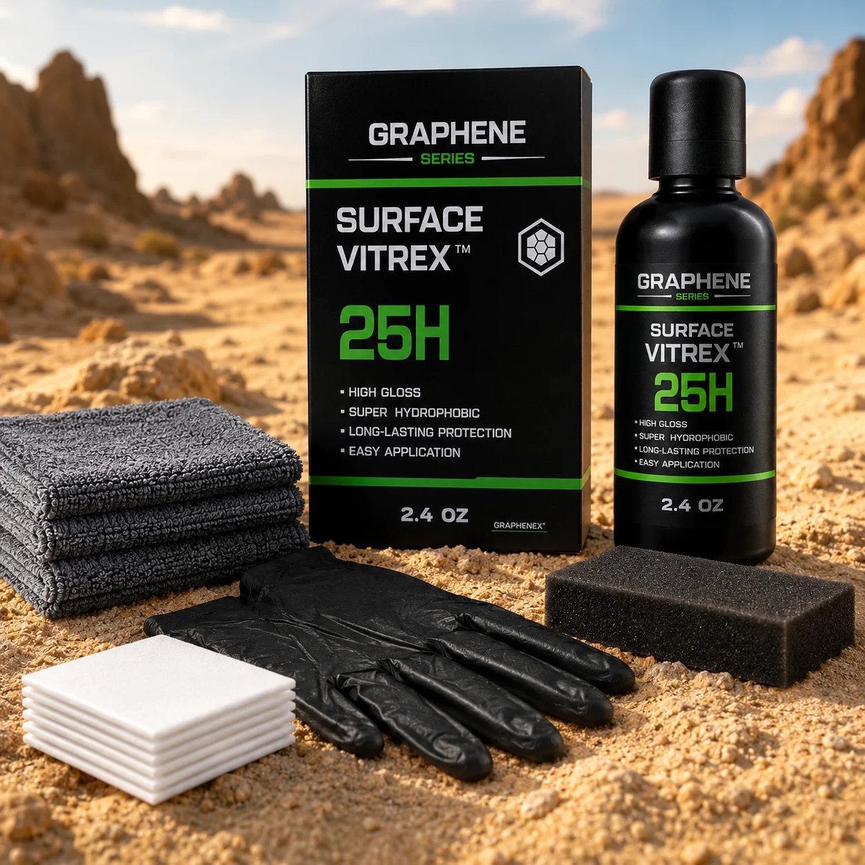 Fortschrittliche Nano-Graphen-Keramikbeschichtung 70ml UV-Technologie Extrem Hydrophobe Auto-Keramikbeschichtungs-Set für Autopflege