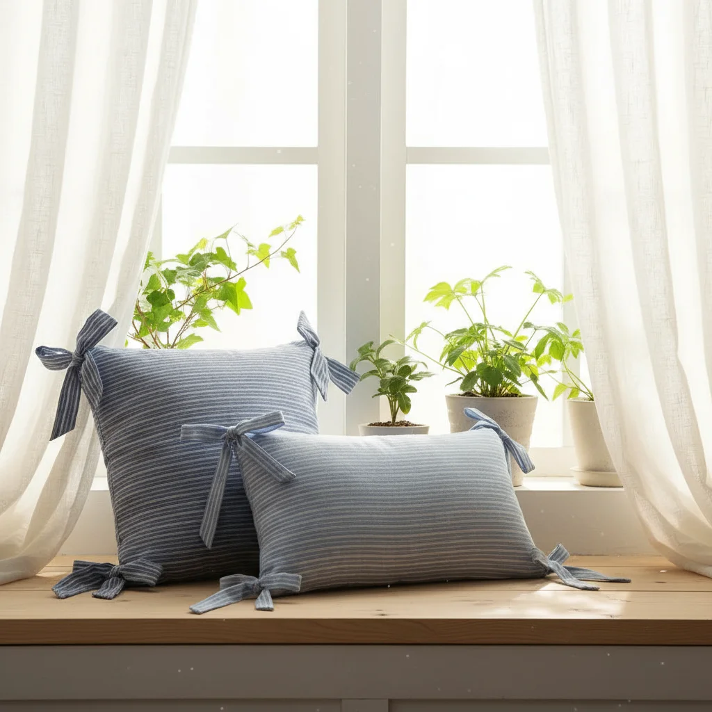 BUYNOW 1 Stück Farbig Gewebter Gestreifter Quadratischer Schleifenkissenbezug Koreanischer Stil Süßer Wohnzimmer-Sofakissenbezug Party Heim Schlafzimmer Deko – Detail 13