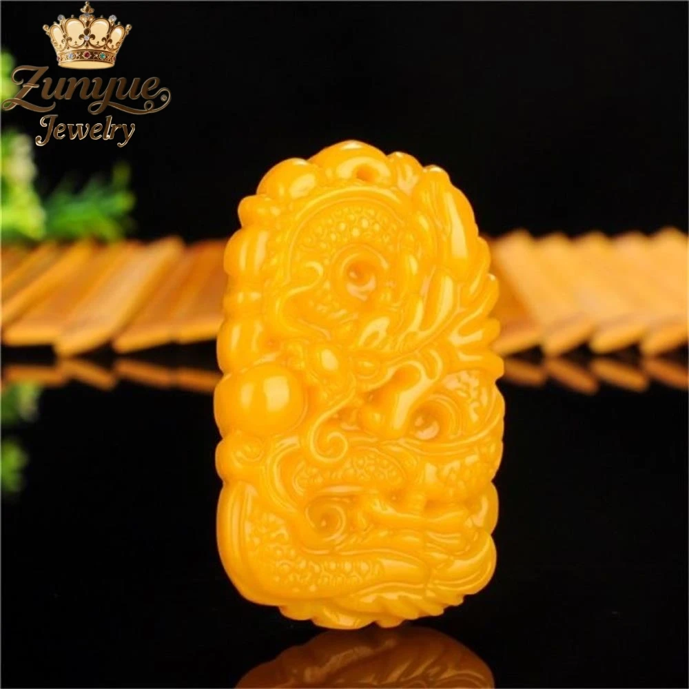 

Элитный кулон из желтого нефрита Хэтянь в форме дракона, роскошное модное ювелирное украшение, изысканный, элегантный, популярный, лучший подарок для молодежи