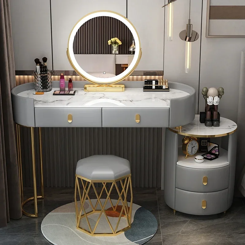 Nordic Mobile Dressing Table Mirror Light Wood Multifunction Corner Nordic Vanity Table Tocador Maquillaje Furniture China