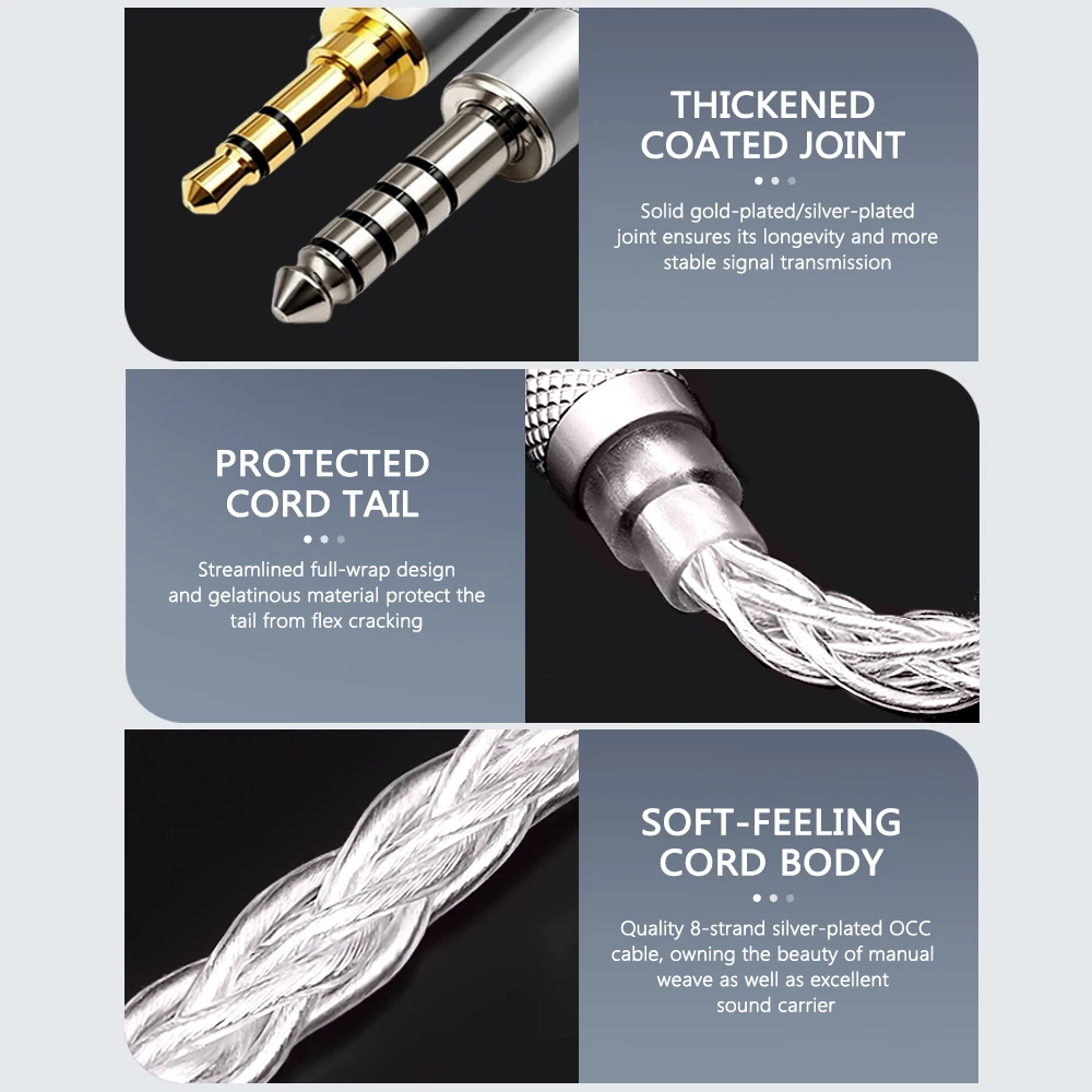 Vzonis Adapter Cable 2.5/3.5/4.4mm Male To 2.5/3.5/4.4mm Female New Upgrade 8 Core Gold+Silver Balanced Audio Conversion Cable