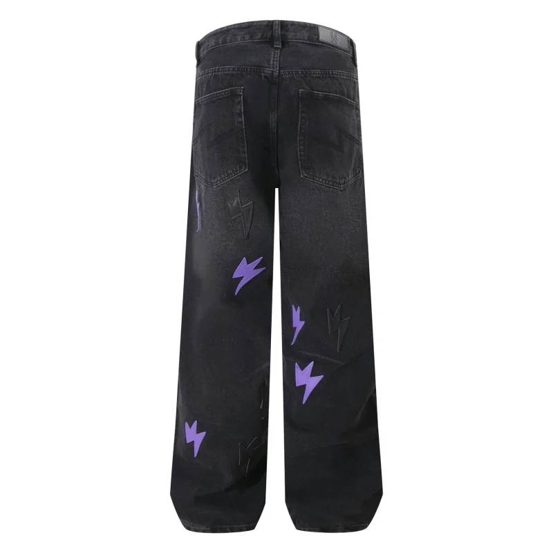 1315 American Street Car กางเกงยีนส์หนังผู้ชาย High Street Niche Design กางเกงหลวมตรง