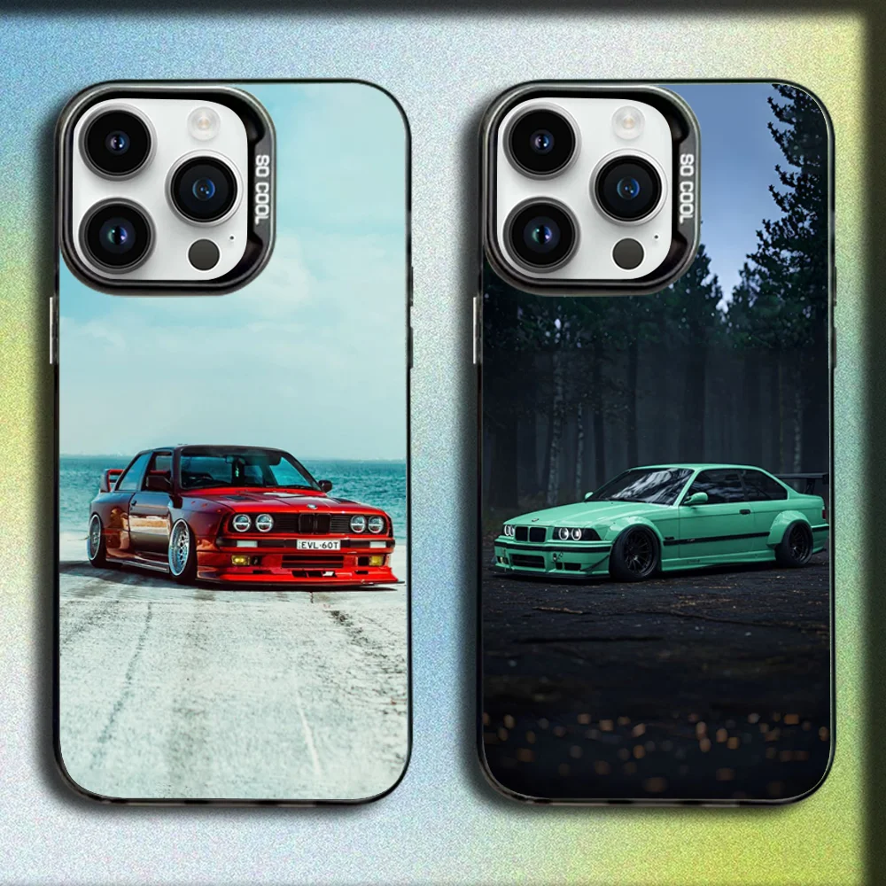 

Red Blue Car E30 B-Bmwes Phone Case For iPhone 16,15,14,13,12,11,Mini,Pro,E,MAX Gray Matte Silicone Black Cover