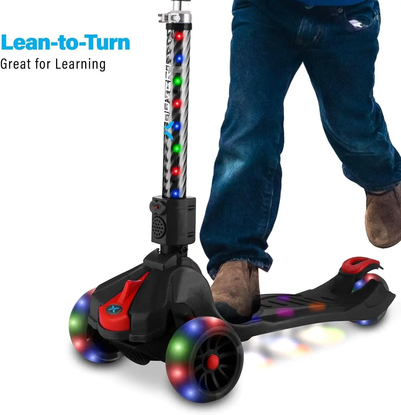 Folding Kick Scooter for Kids 5+ Year Old, Features Lean-to-Turn Axle, Solid PU Tires & Slim-Design, 110 LB Max Load Capacity