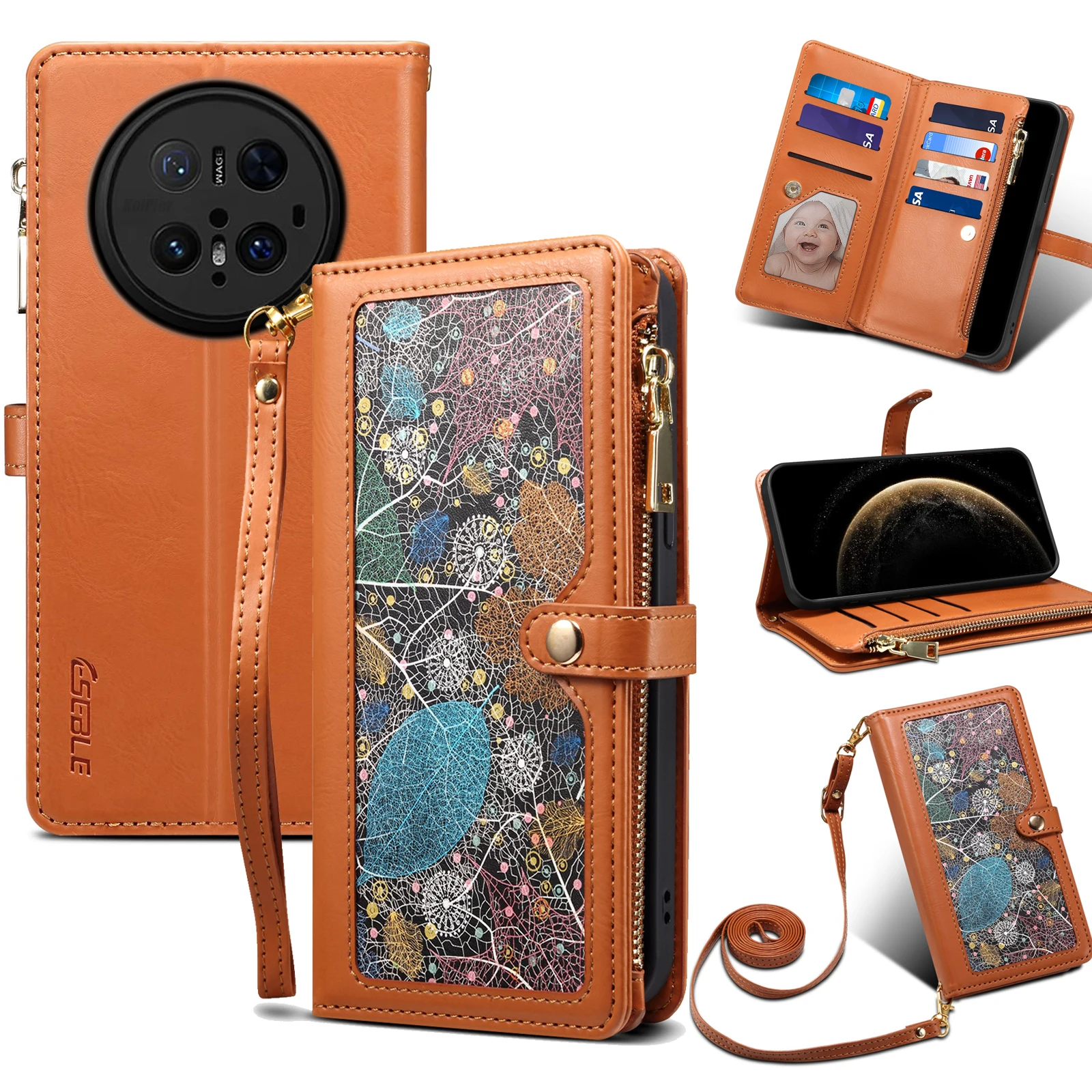 

Leather Flip Phone Case For Huawei Mate 70 PRO / Mate70 Flower Painted Wallet Card Holder Capa For Mate70PRO+ Mobile Phone Cover