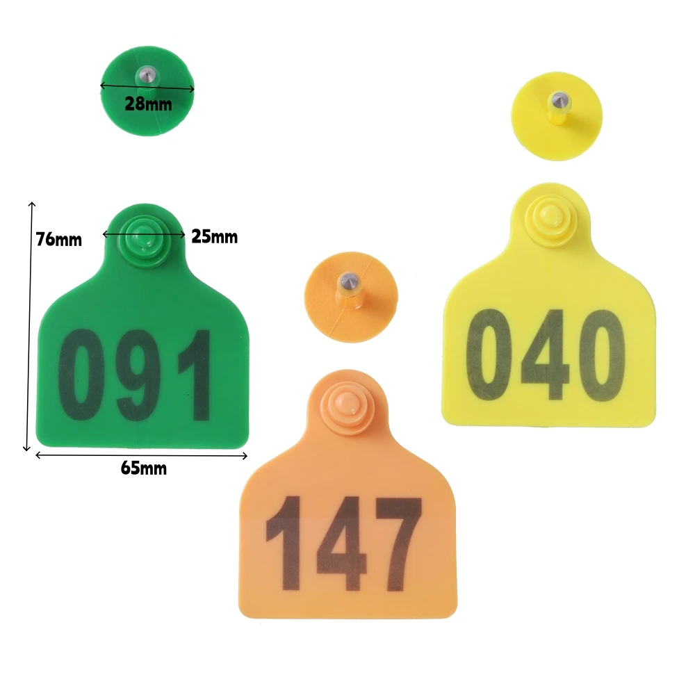 60Pcs Cattle Digital Ear Tags TPU Material Laser Typing Copperhead Pig Sheep Cow Ear Tag Signs for Identification Management