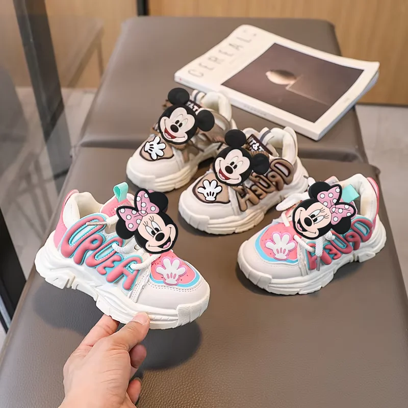 

Disney Mickey Mouse Spring & Fall New Kids Sneakers Girls Casual Shoes Boys Toddler Shoes Cartoon minnie Student Running Shoes