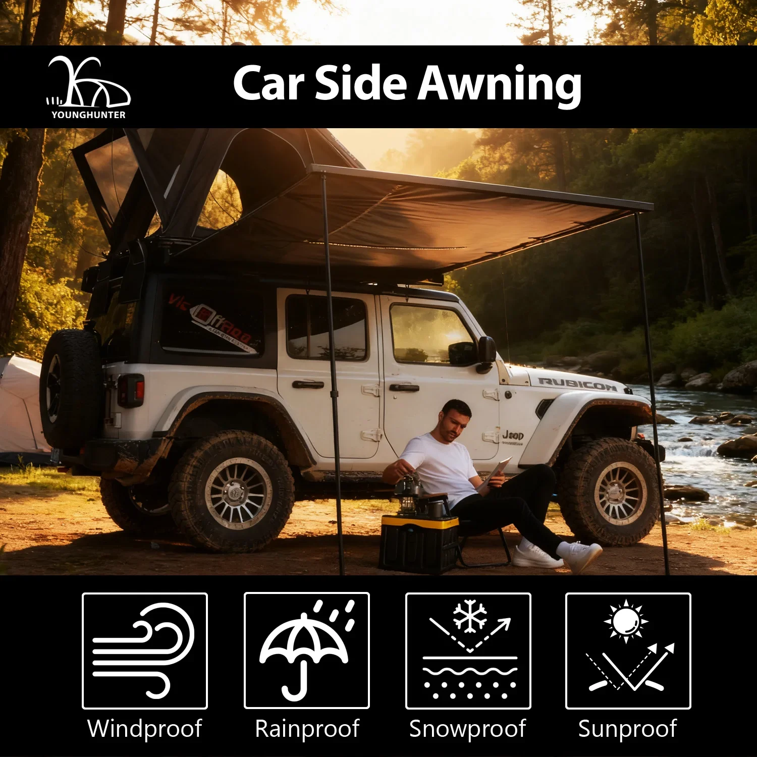 

2/2,5/3 м, 4WD, качество Overland, внедорожник, грузовик, алюминиевый корпус, боковой выдвижной тент для автомобиля, палатка на крыше, автомобильный тент