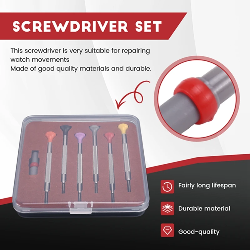 6Pcs T-Shaped Anti Slip Screwdrivers Set  For 3135 2135 Movement Watch Repair  Precision Screwdriver Watch Repair Tool