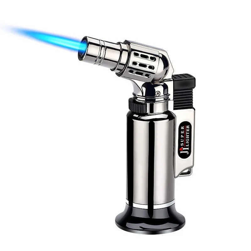 Metal Windproof Torch Lighter, Blue Jet Flame Welding Style Igniter, Portable Gas Lighter for Home Outdoor Camping Daily Use (Excluding gas)