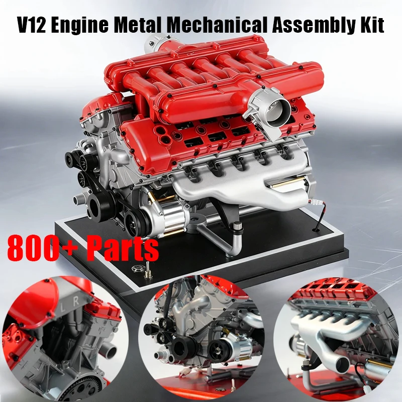 TECHING V12 Engine Model DM109 DIY Kit – Metal Mechanical Assembly Toy 800+ Parts