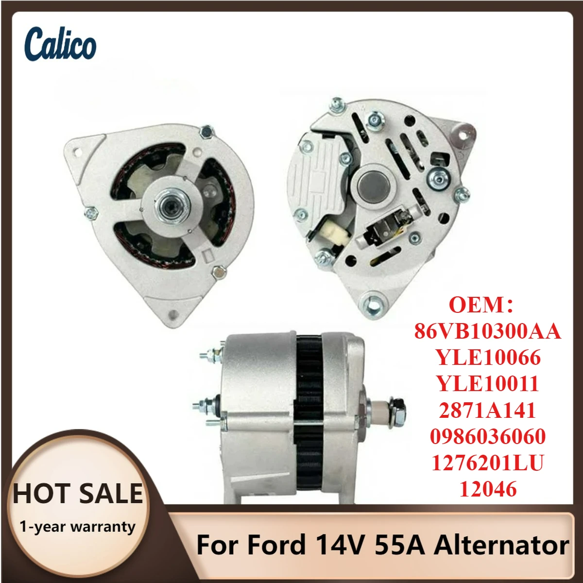 

Высококачественный генератор 14V 55A для Ford, совместимый с моделями 86VB10300AA, YLE10066, YLE10011, 2871A141, 0986036060, 1276201LU, 12046