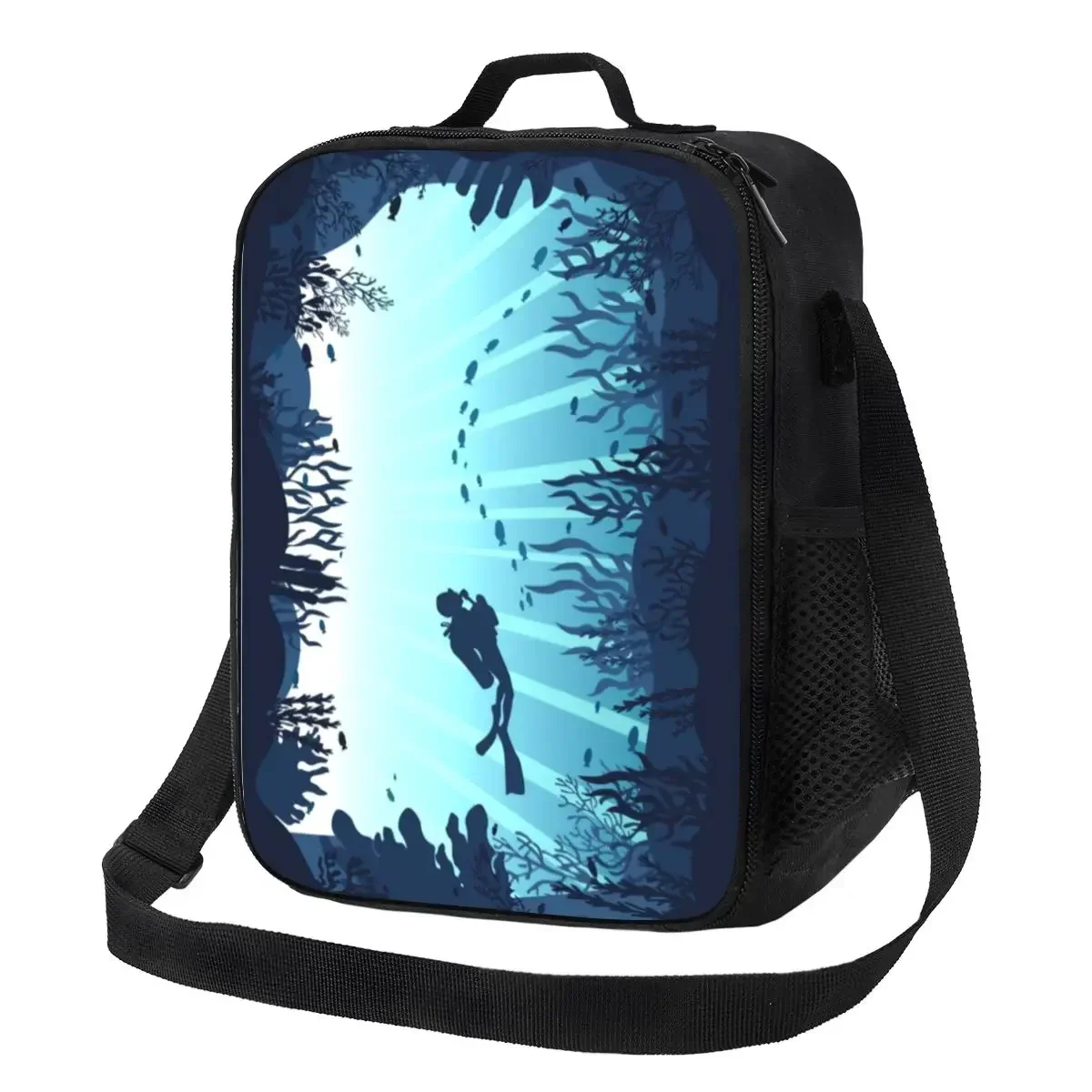 Deep Sea Caveran Diver Insulated Lunch Tote Bag Dive Explore Portable Cooler Thermal Food Lunch Box Kids School Children