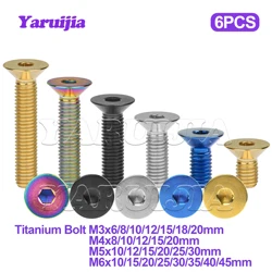 Yaruijia Titanium Bolts M3/M4/M5/M6x6/8/10/12/15/18/20/25/30/35/45mm Allen Key Flat Countersunk Head Screw 6pcs