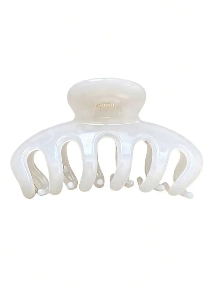 

Women Cloud Shaped Extra Large 12cm Glossy White Plastic Hair Claw Clip Fashion Versatile Solid Color Hair Accessory