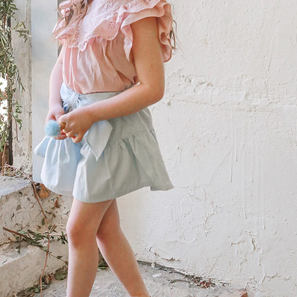 

Summer 2026 Korean Kids' Cotton Ruffle Hem Skirt Half-length Pants for Girls Lightweight Active Children's Clothing