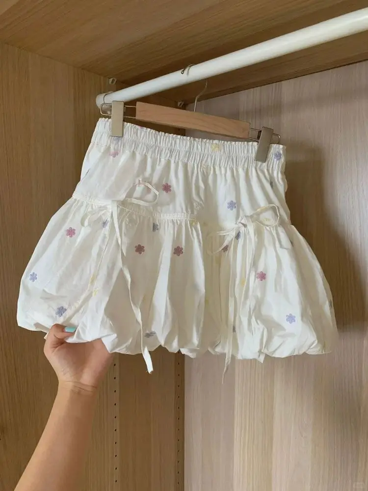 Design sense słodka kokardka mała spódnica w kwiaty stokrotki letnia nowa antypoślizgowa spódnica w kwiaty z wysokim stanem