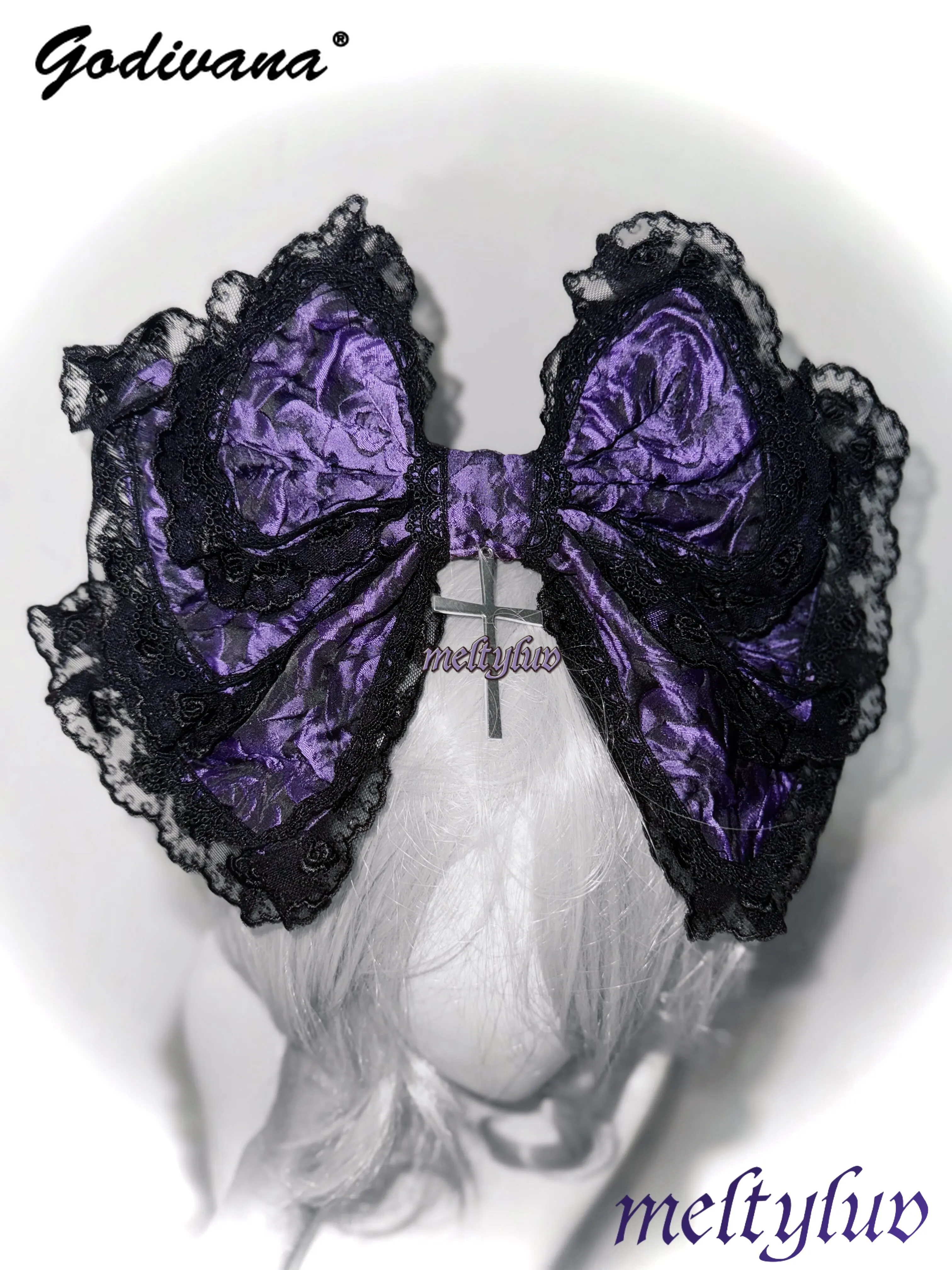 Gothic Lolita KC Headband Big Bow Lace Hair Hoop Lace Hairpiece Alt Subculture Cosplay Party Hair Accessory for Women Girls