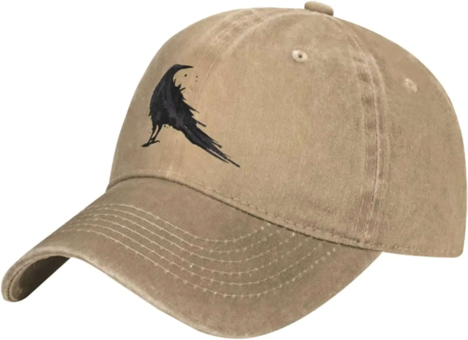 Vintage Crow Raven Black Bird Retro hadiah lucu topi bisbol untuk pria wanita abu-abu topi koboi topi Trucker topi matahari