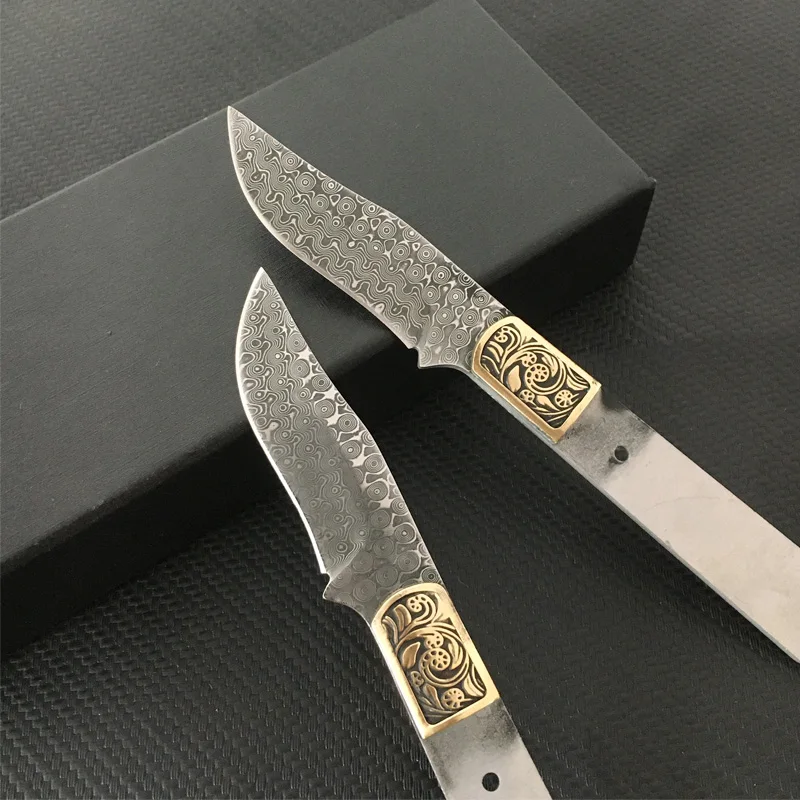 Dropship Size Damascus Steel Semi-finished Fixed Blade Knife Blank Hunting Straight Camping Knife DIY Billets Blade view 2