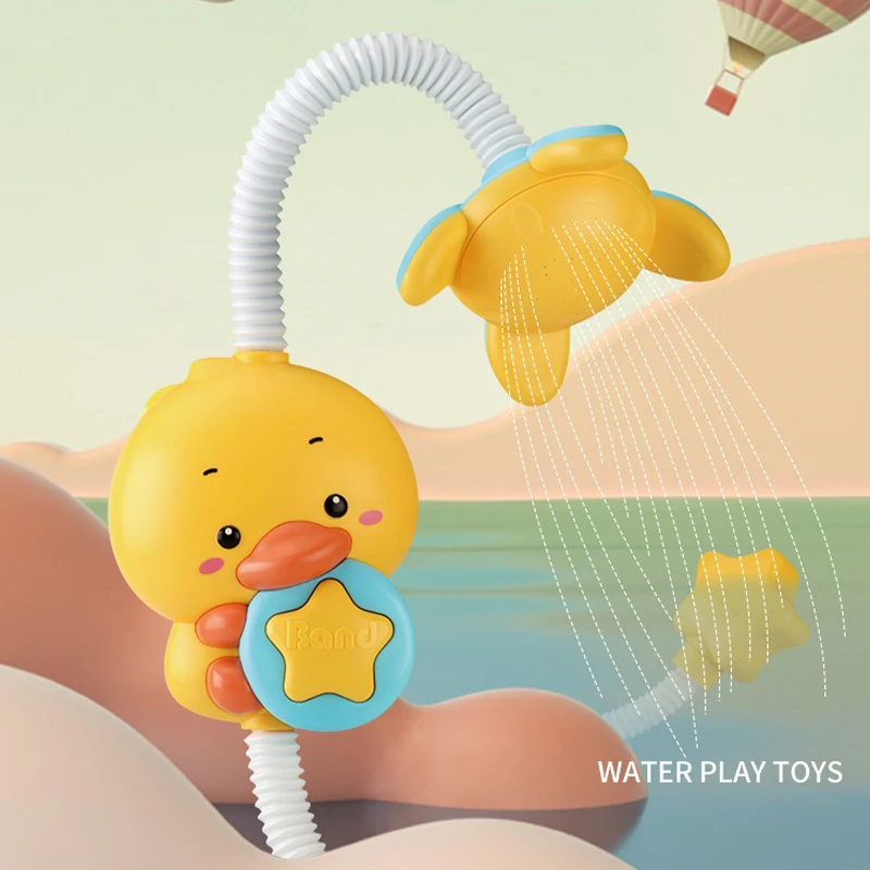 Baby shower toy with water spray, duckling flower model, rotating faucet, electric shower, water spray, swimming, baby shower to