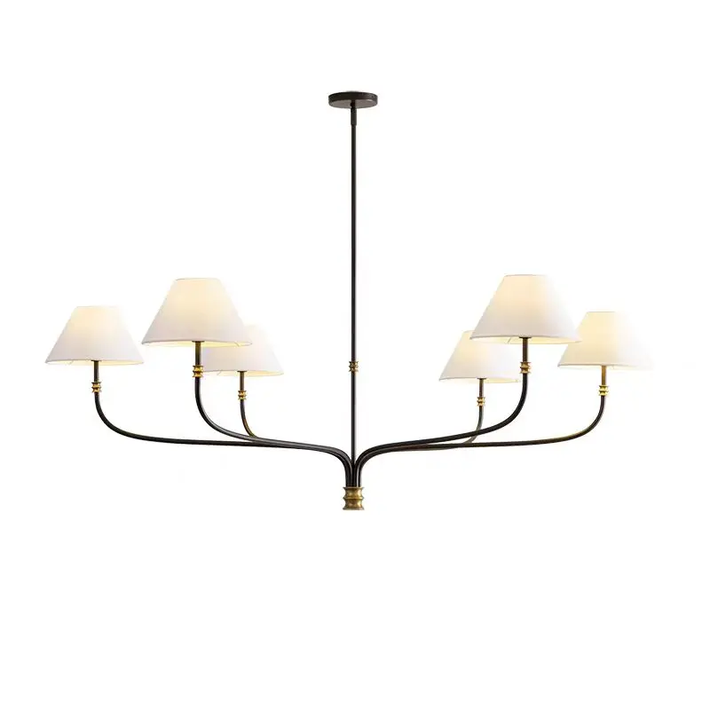 

Minimalist French Decorative Lamp Hall Bedroom Study Decoration Rustic Hanging Light Round Chandelier Fabric Branch Lamp