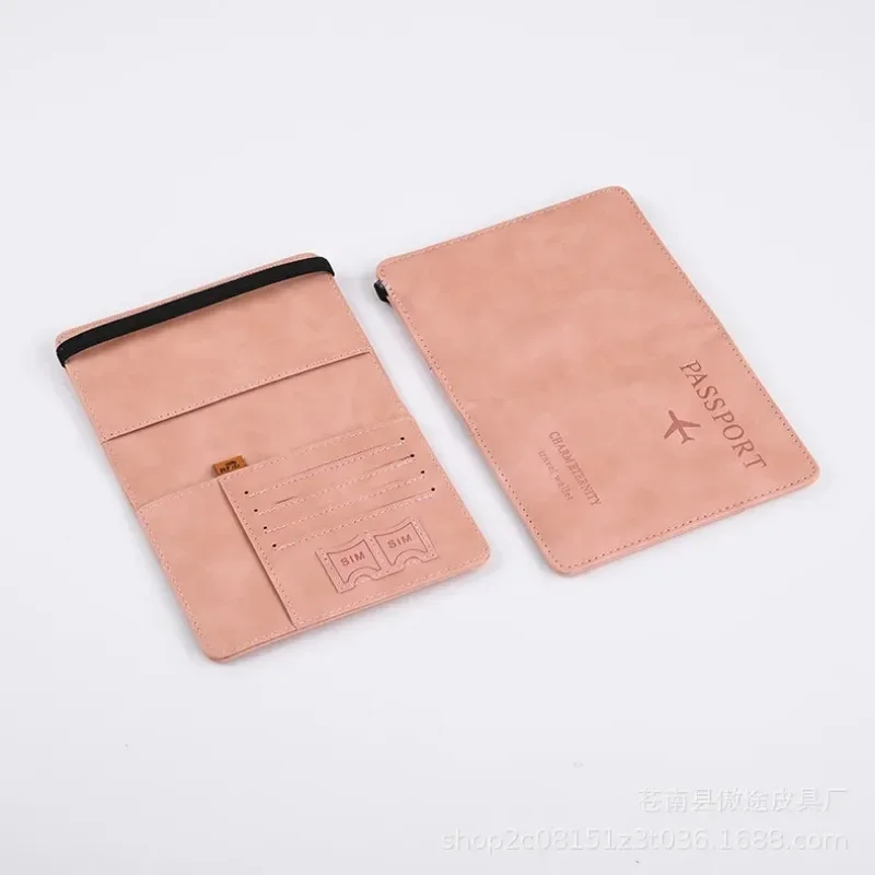 New Elastic Band Leather Passport Cover RFID Blocking For Cards Travel Passport Holder Wallet Document Organizer Case Men Women