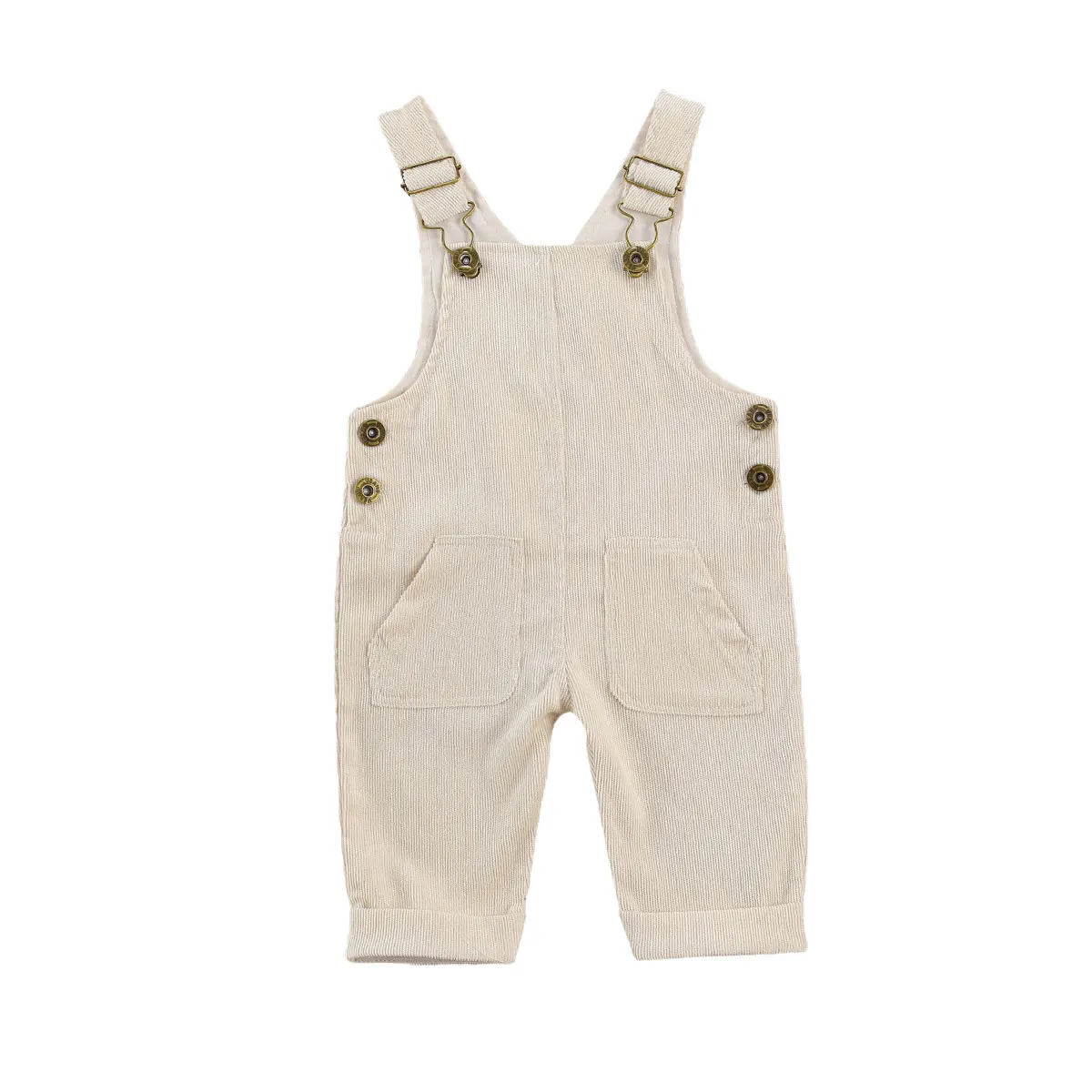 Pantalon à bretelles avec boutons pour bébé garçon, coupe adt, solide, document fjwith poches, tenue réglable pour tout-petit