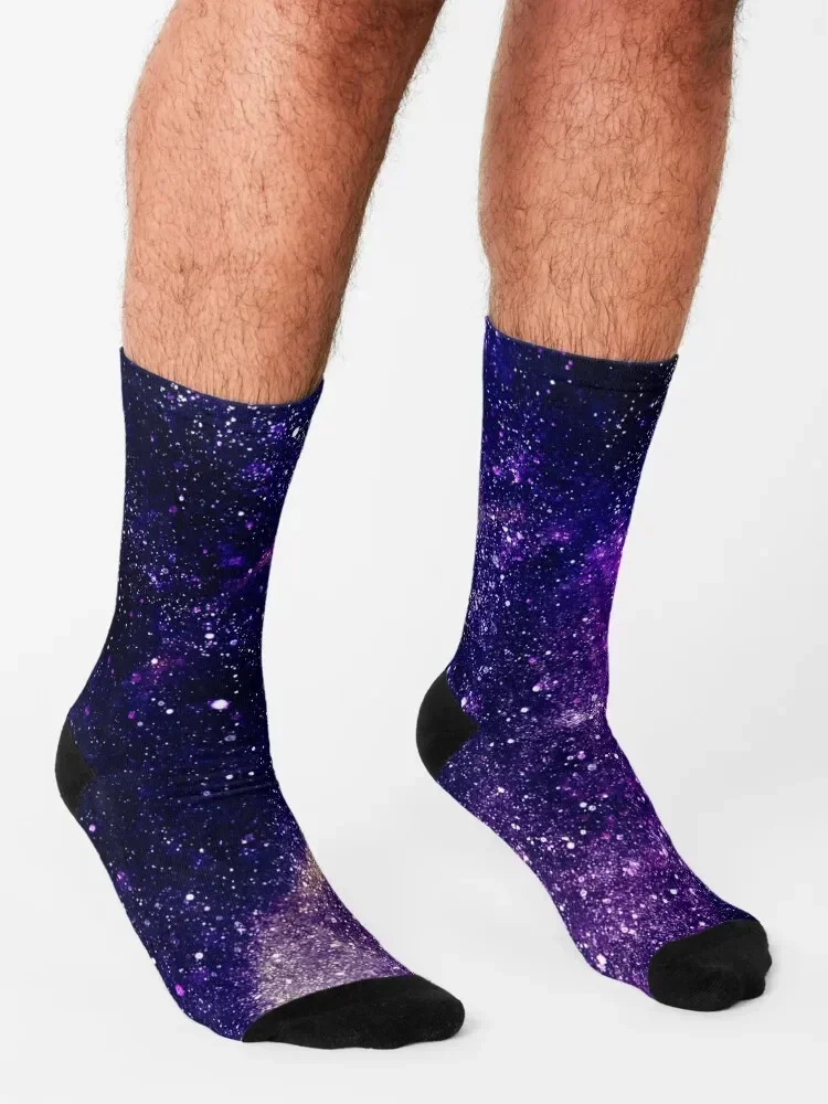 Ultra violet purple abstract galaxy Socks Stockings compression heated sport new year Men Socks Women's
