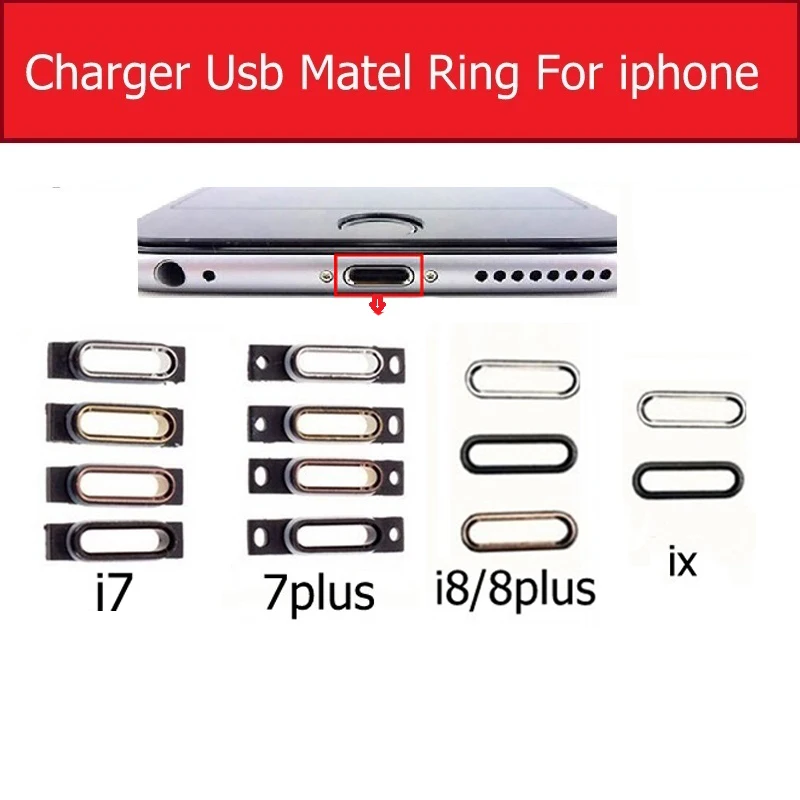 Charger USB Connector Plug Port Metal Stand Hold Ring For iPhone X 7 8 Plus Charging Jack Dock Bracelet Metal Ring Parts