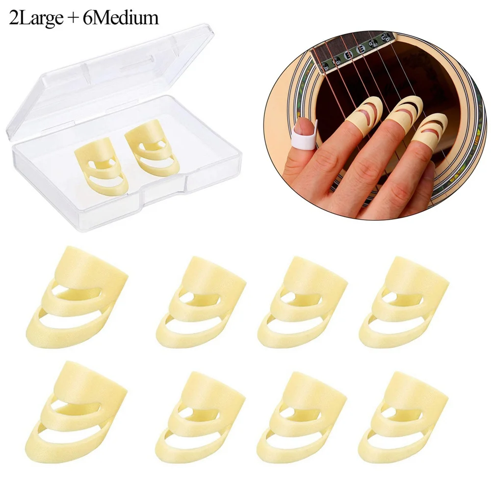 Quality Finger Picks Guitar Plectrum Beige Can Be Trimmed Medium&Large Set String Instrument 6L+2M\\2L+6M Bass