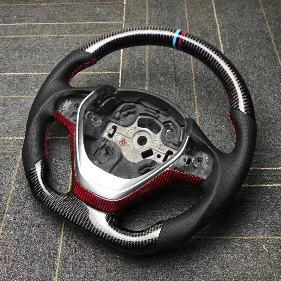 For BMW F20 F30 F50 1 2 3 4 Series Carbon Fiber Steering Wheel With Perforated Leather Whitout Paddles Hole