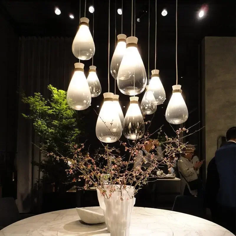 Simple Nordic Modern Restaurant Bedroom Bar Counter Window Glass Drift Bottle Belt Chandelier