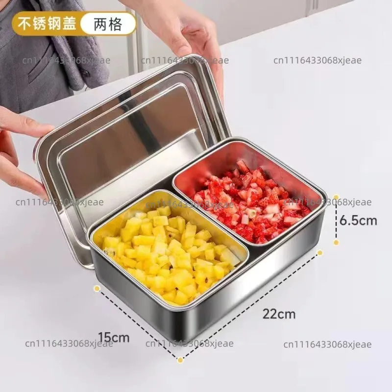 304 Stainless Steel Divided Seasoning Box Condiment Holder For Ice Jelly Toppings Snack Bar
